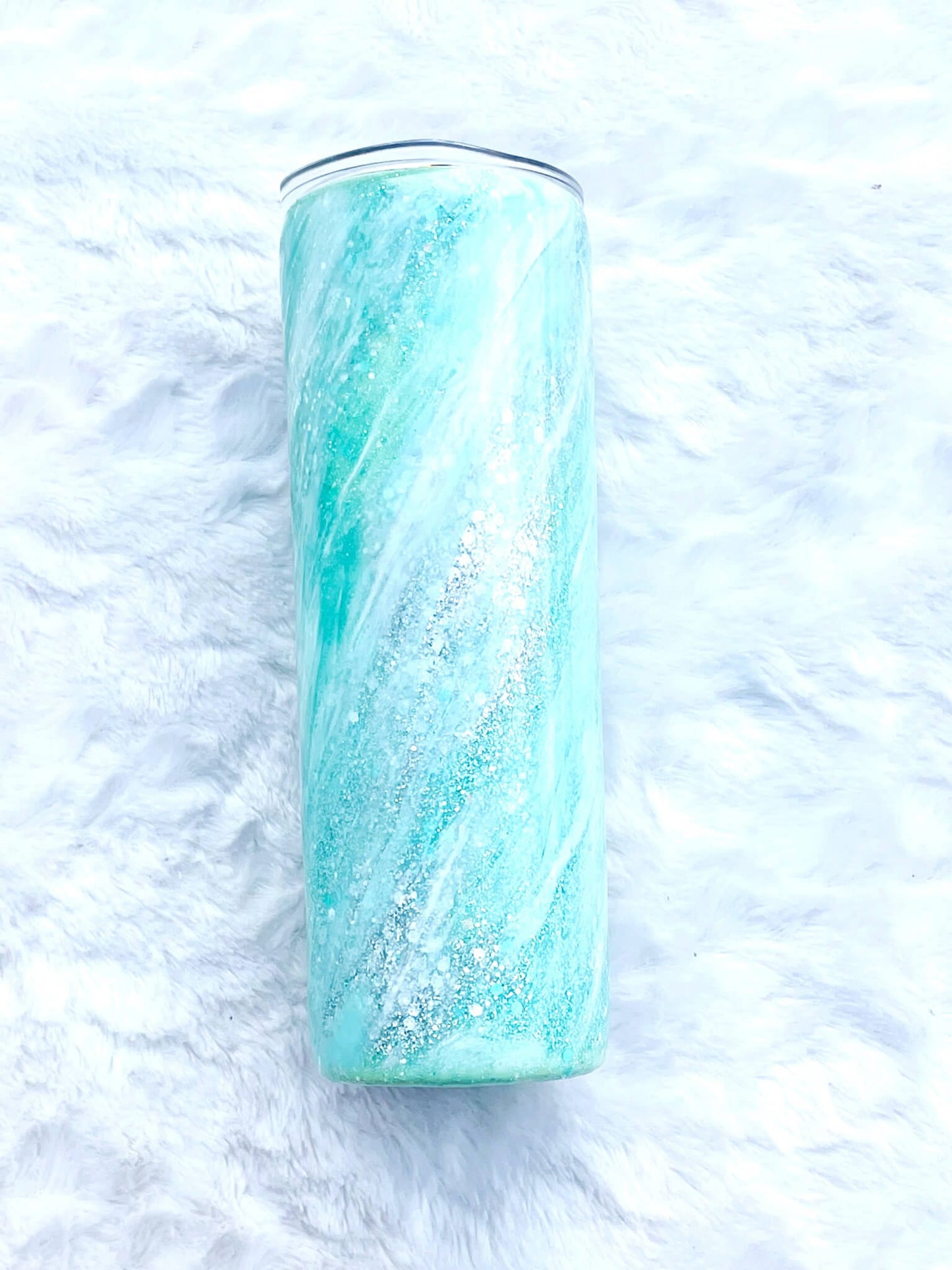 Mint Green Milky Way Glitter Tumbler | Personalized Tumblers Vinyl Chaos Design Co.