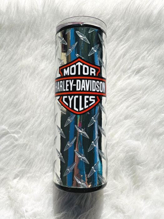 Motorcycle Diamond Plate Tumbler | Personalized Tumblers Vinyl Chaos Design Co.