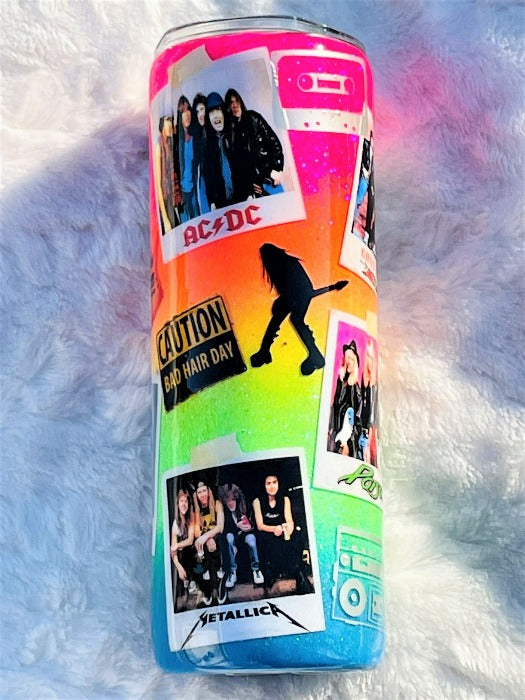 Neon 80's Rock Band Glitter Tumbler | Personalized Tumblers Vinyl Chaos Design Co.