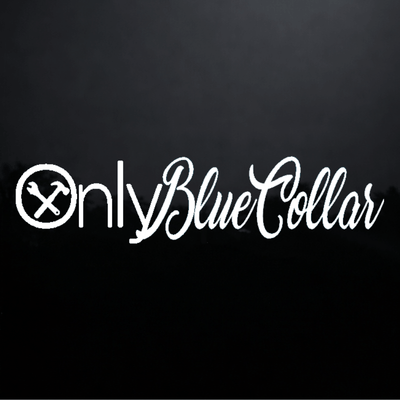 Only Blue Collar White Truck Window Sticker 