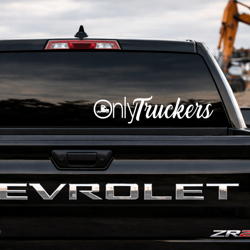 Chevrolet truck with 'Only Truckers' decal on the back window