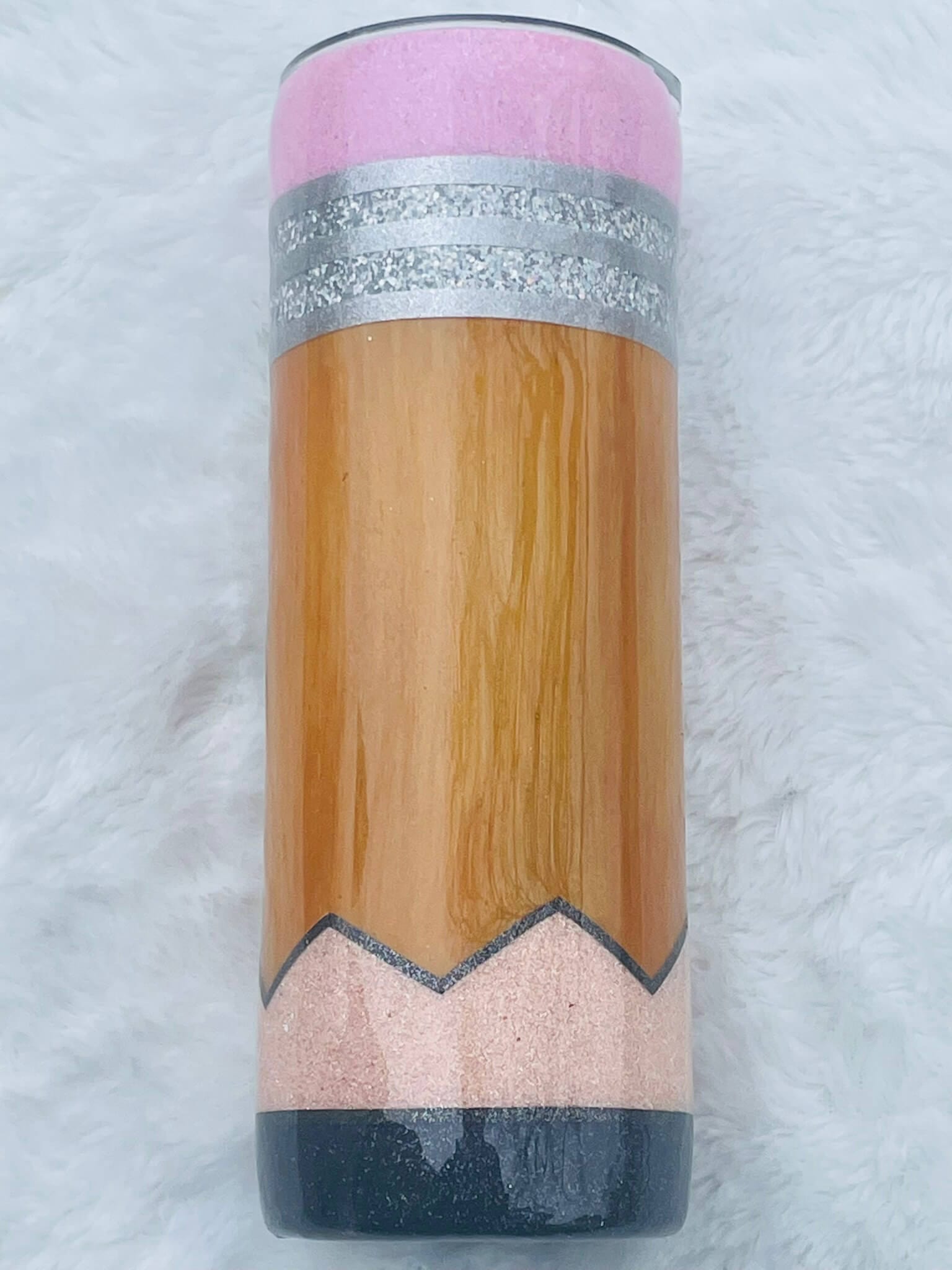 Pencil Wood Grain Glitter Tumbler | Personalized Tumblers Vinyl Chaos Design Co.