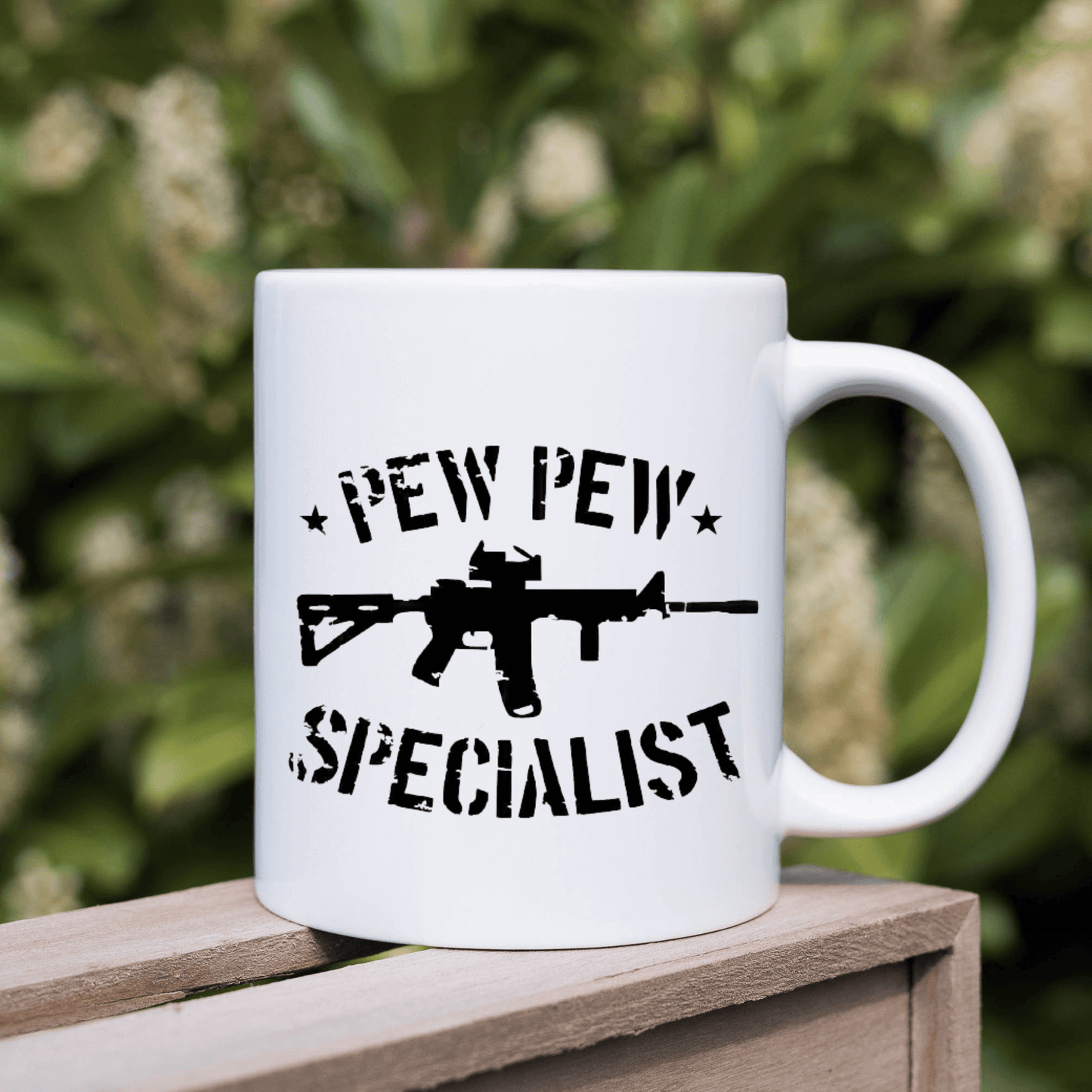 Pew Pew Specialist | 15oz Ceramic Coffee Cup Vinyl Chaos Design Co.