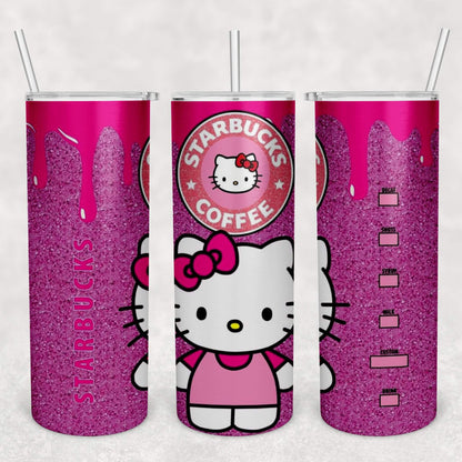Pink Kitty Starbucks Sublimation Tumbler | Custom Tumbler Vinyl Chaos Design Co.