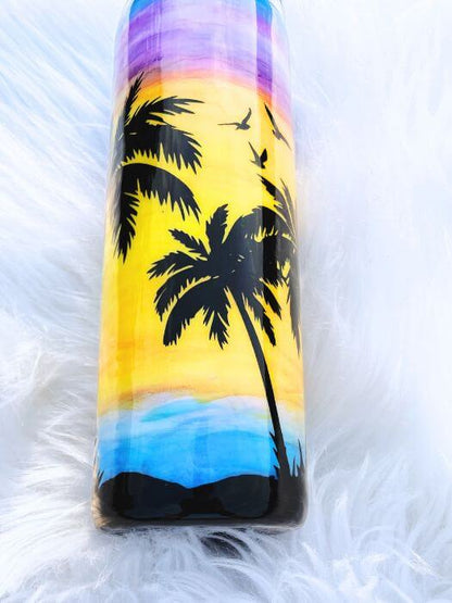 Tropical Sunset Beach Tumbler - Personalized Tumbler