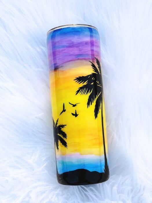 Tropical Sunset Beach Tumbler - Personalized Tumbler