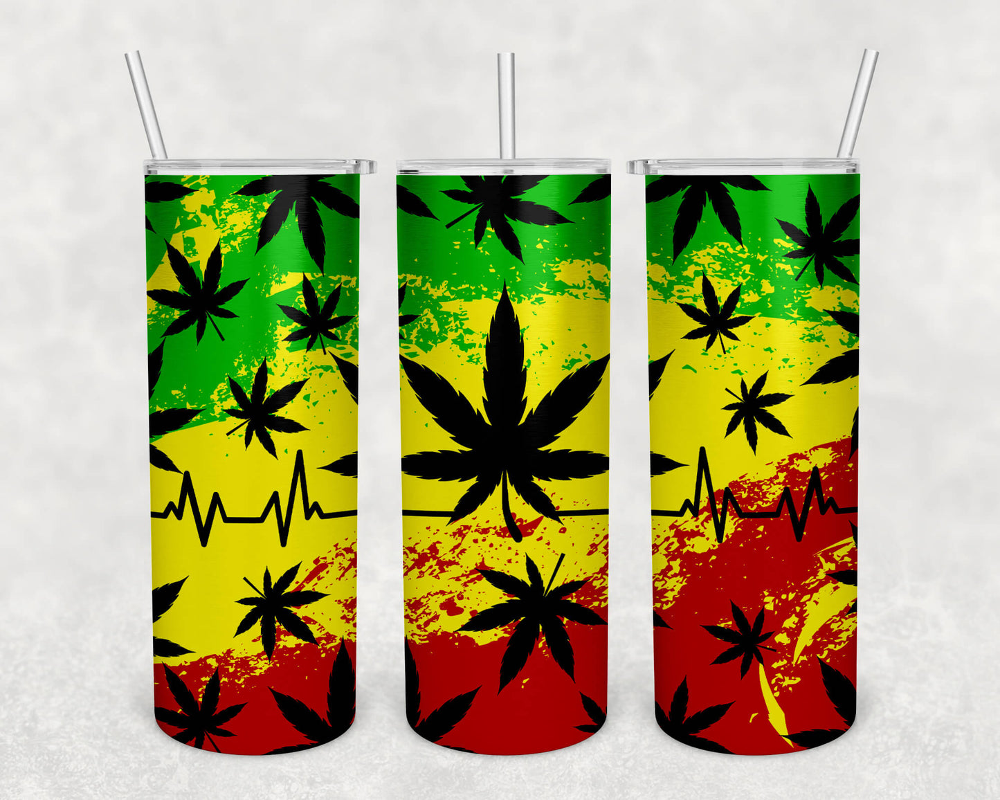 Rasta Weed Leaf Sublimation Tumbler | Custom Tumbler Vinyl Chaos Design Co.