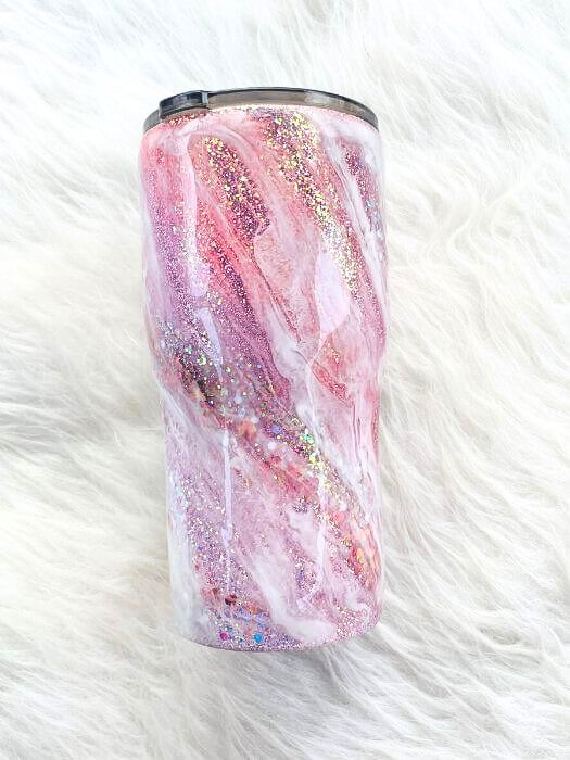 Rose & Gold Leopard Print Glitter Tumbler, Milky Way Tumbler