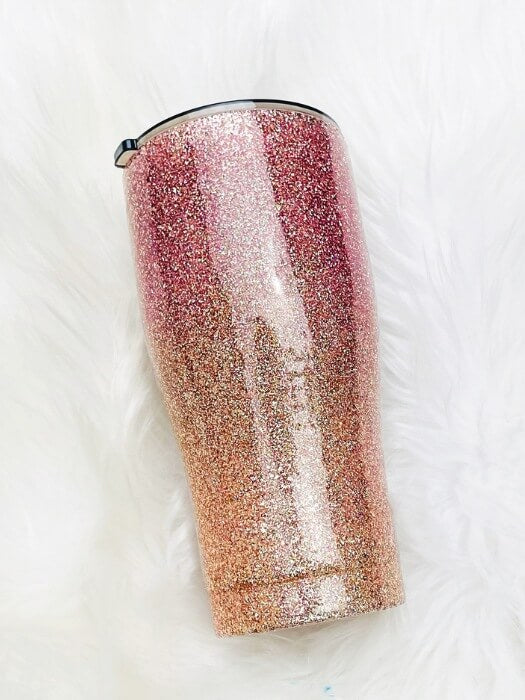 Rose Gold Ombre Glitter Tumbler | Personalized Tumblers Vinyl Chaos Design Co.