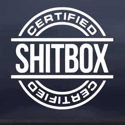 Certified Shitbox logo on a dark background