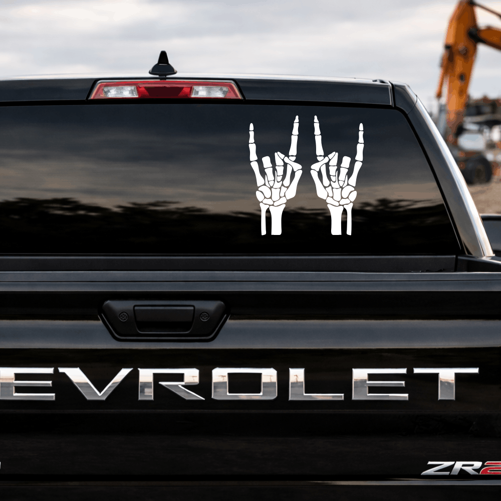 Skeleton Rock On Truck Decal