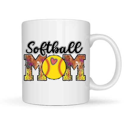 Softball Mom | 15oz Ceramic Coffee Cup Vinyl Chaos Design Co.
