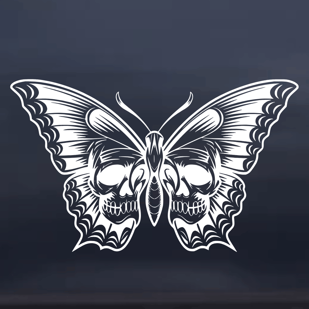 Split Skull Butterfly Vinyl Decal