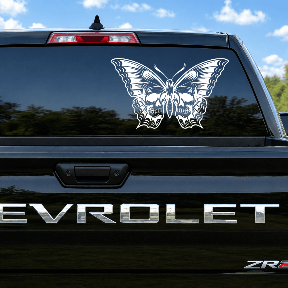 Split Skull Butterfly Car Decal 