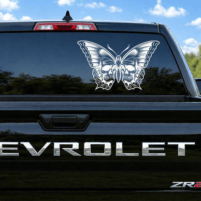 Split Skull Butterfly Car Decal 