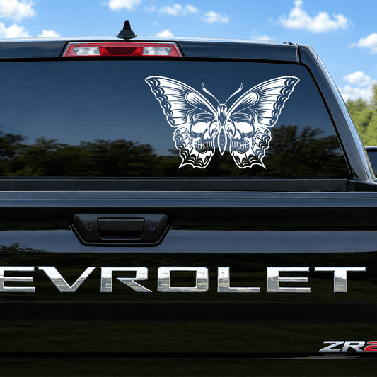 Split Skull Butterfly Car Decal 