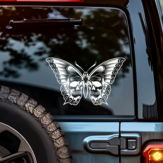 Split Skull Butterfly Car Decal