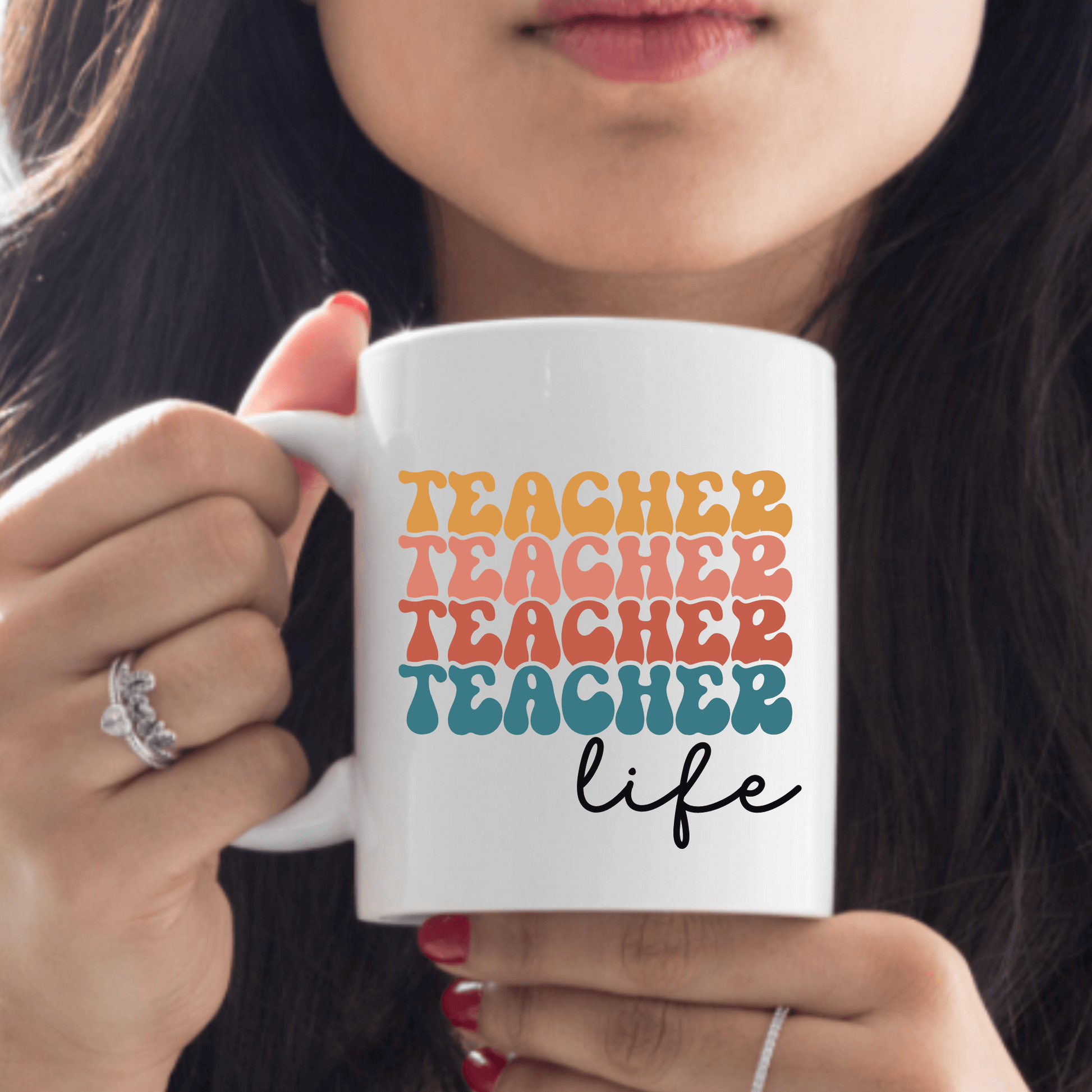 Teacher Life Coffee Mug | 15oz Ceramic Coffee Cup Vinyl Chaos Design Co.