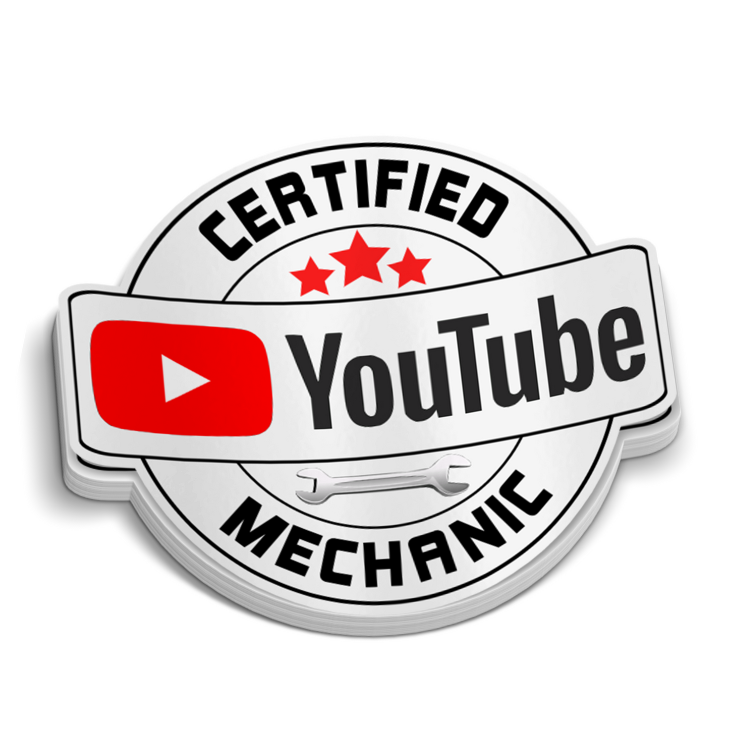 Certified YouTube Mechanic Sticker - Hard Hat Stickers