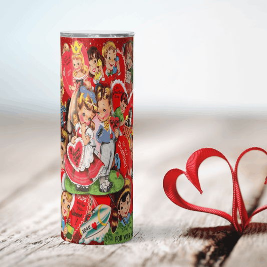 Vintage Valentine’s Day Card Skinny Tumbler