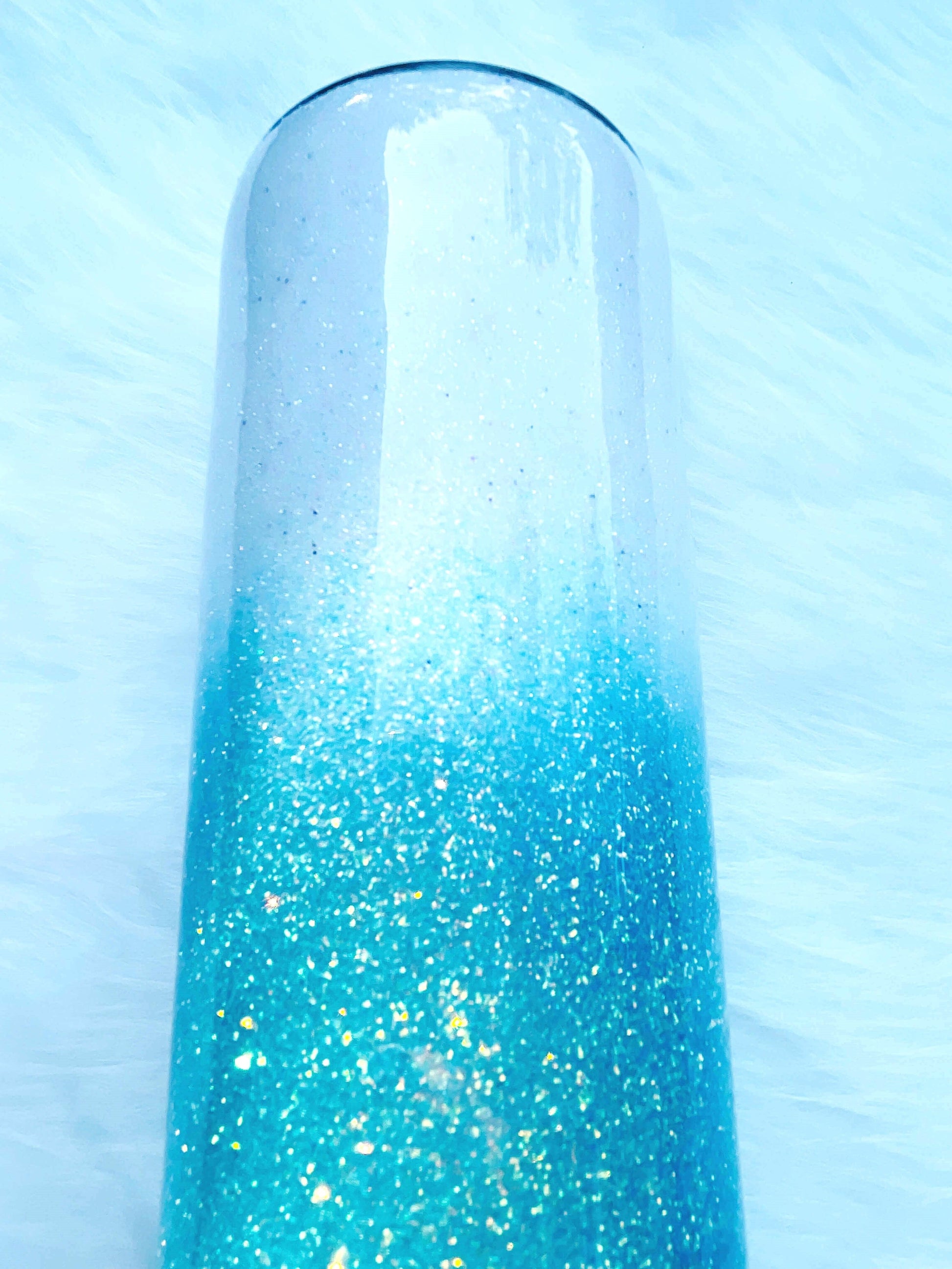 White and Blue Ombre Glitter Tumbler | Personalized Tumblers Vinyl Chaos Design Co.