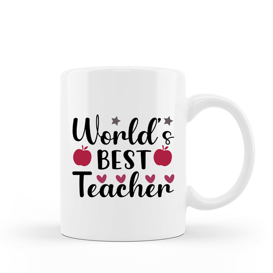 World's Best Teacher Coffee Mug | 15oz Ceramic Coffee Cup Vinyl Chaos Design Co.
