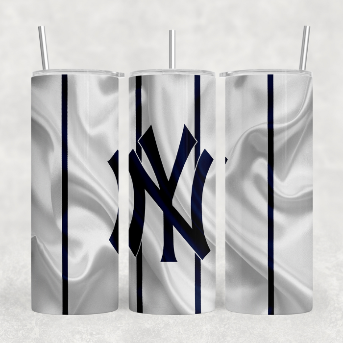 New York Yankees white jersey-inspired 20oz skinny tumbler