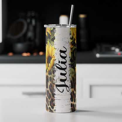 Sunflower Leopard Print Tumbler