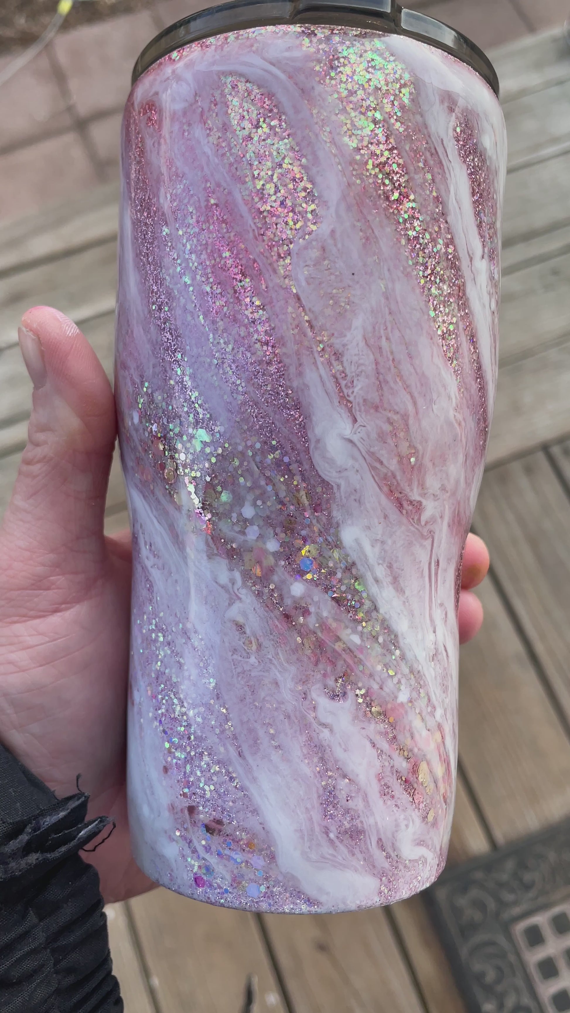 Pink Milky Way Glitter Tumbler 